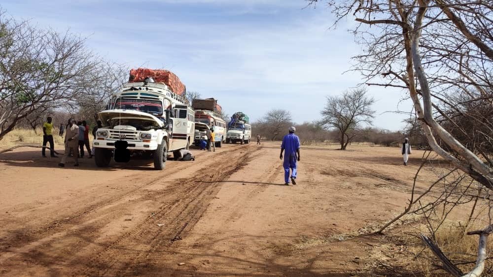 Buses transporting Khartoum evacuees